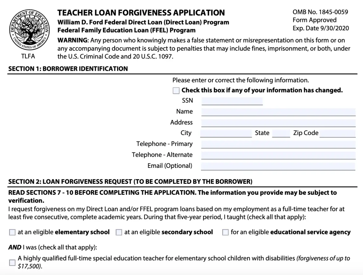 Cares Act Student Loan Forgiveness Application