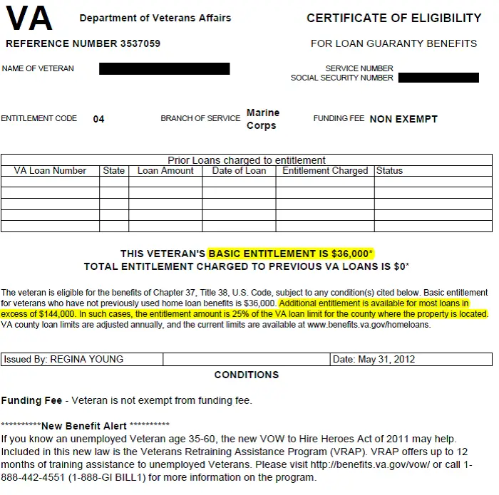 Certificate Of Eligibility Va Sample Images