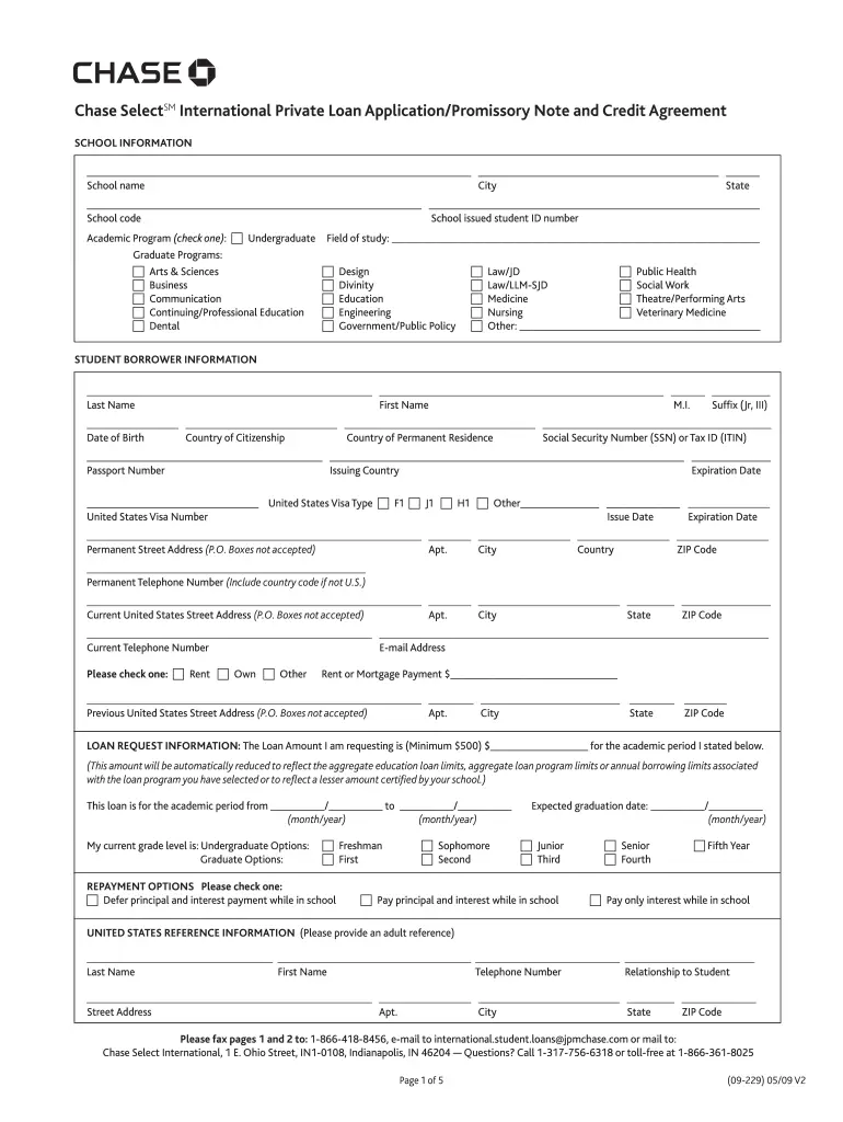 Chase Bank Loan Application Form