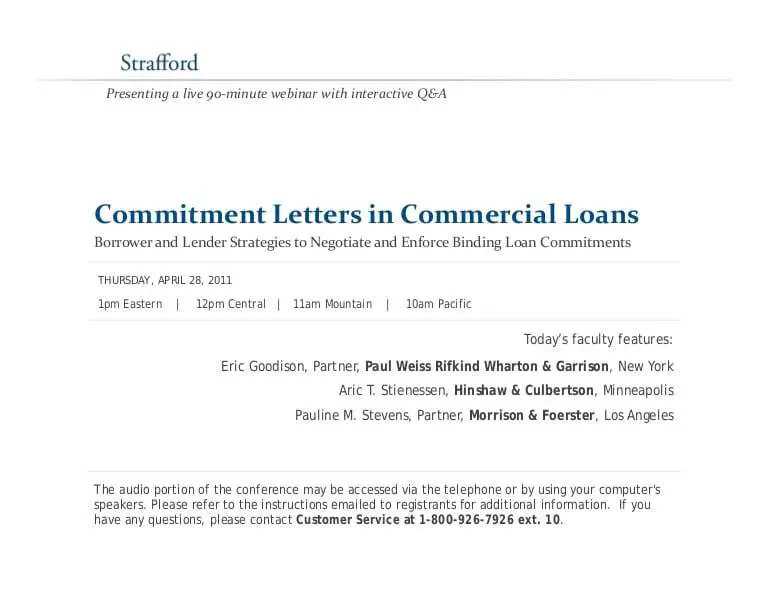 Commitment Letters in Commercial Loans Borrower and Lender ...