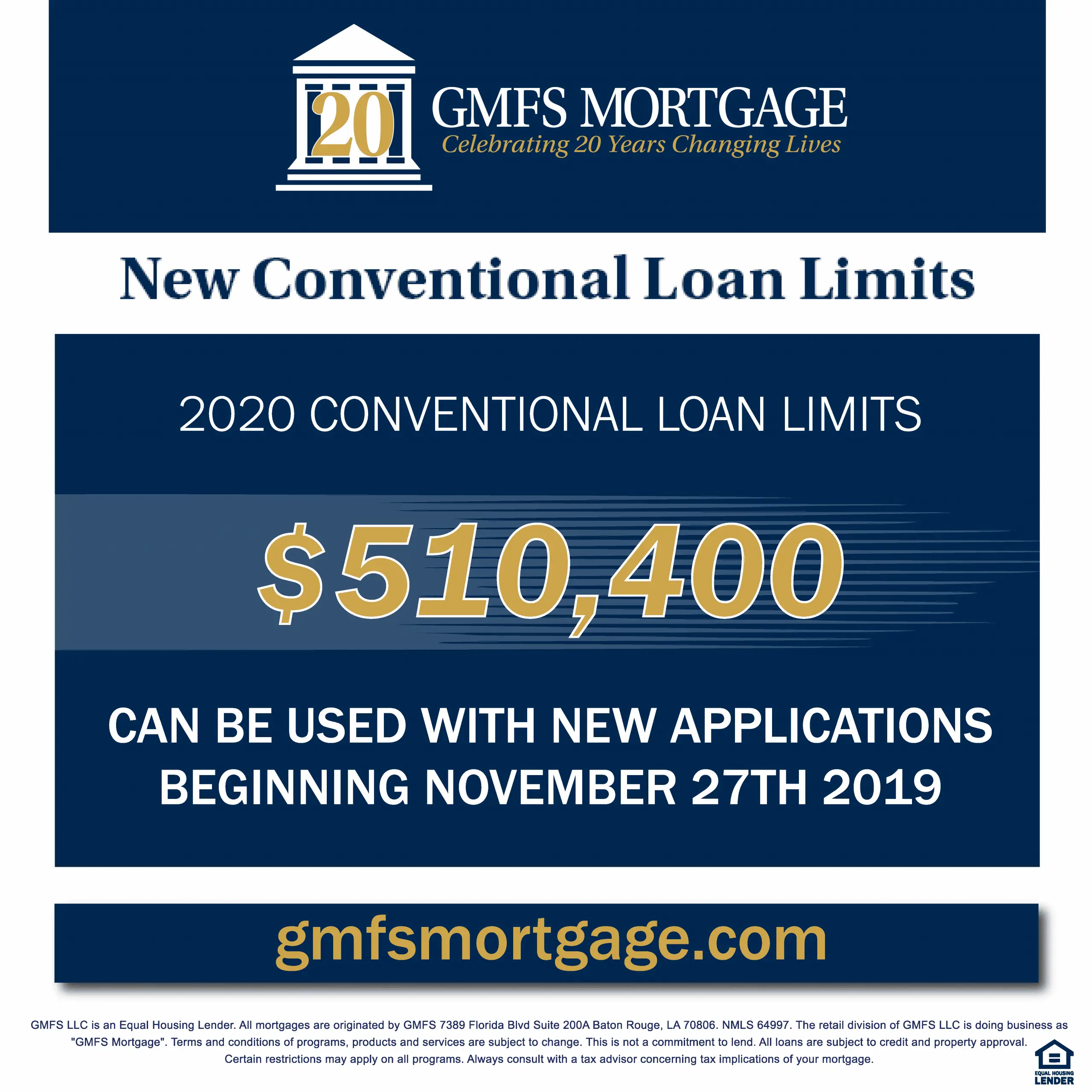 Conventional Loan Limit Increase 2020 â¢ GMFS Mortgage