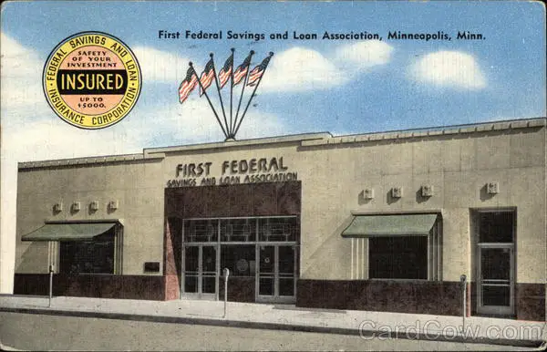 First Federal Savings and Loan Association Minneapolis, MN Postcard