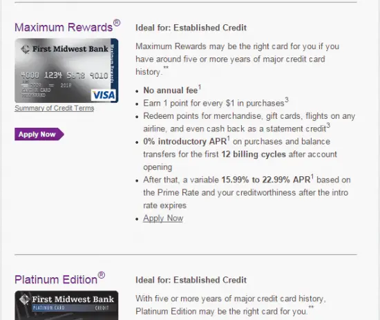 First Midwest Bank Credit Cards