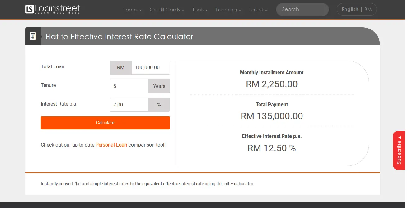 Flat to Effective Interest Rate Calculator