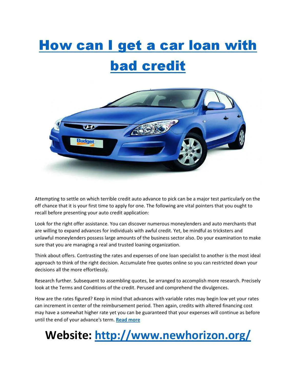 How can i get a car loan with bad credit by Mary S ...
