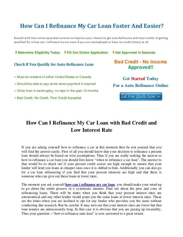 How Can I Refinance My Car Loan