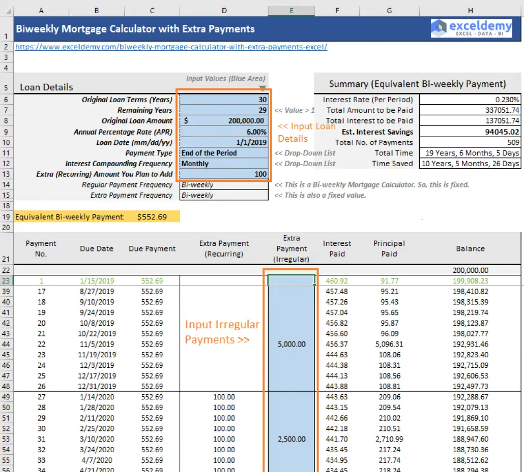 How To Calculate Bi Weekly Loan Payments In Excel