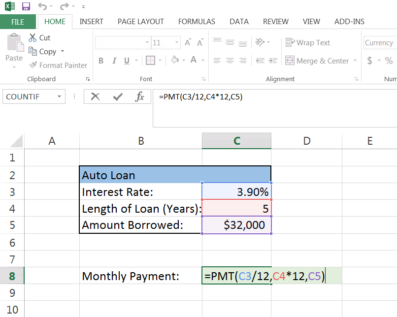 How to Calculate Monthly Loan Payments in Excel