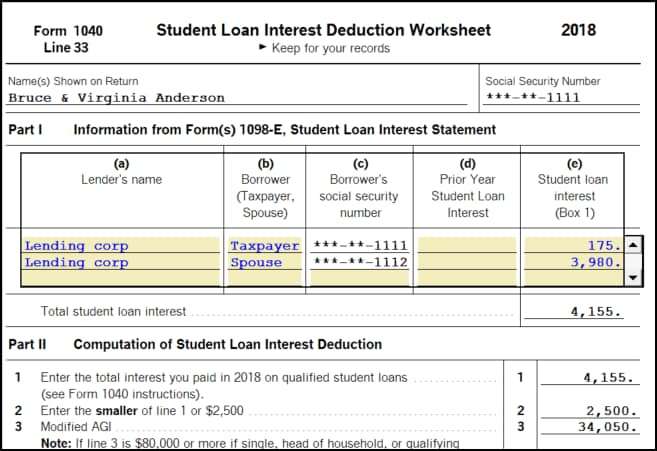How to enter student loan interest reported on Form 1098