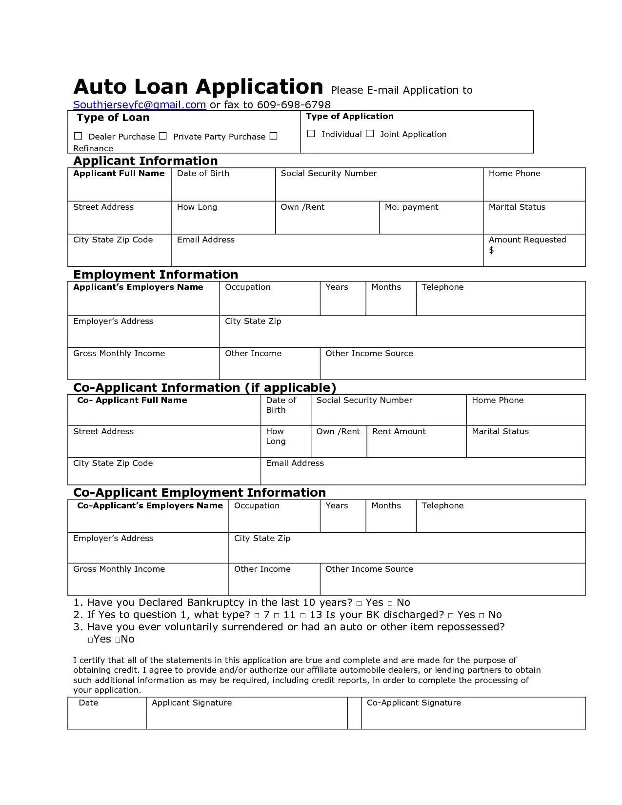 Image result for auto loan application form
