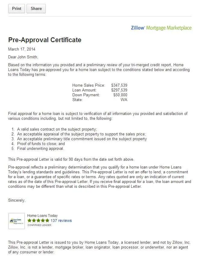 Image result for sample mortgage pre approval letter ...