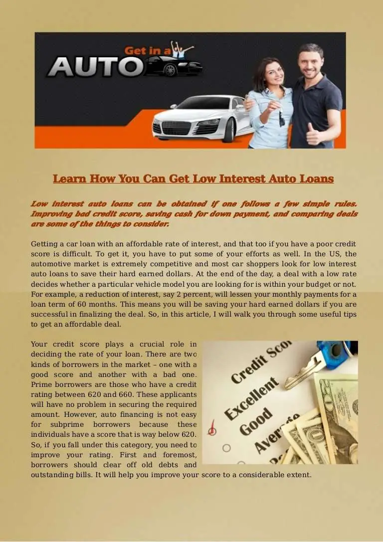 Learn How You Can Get Low Interest Auto Loans