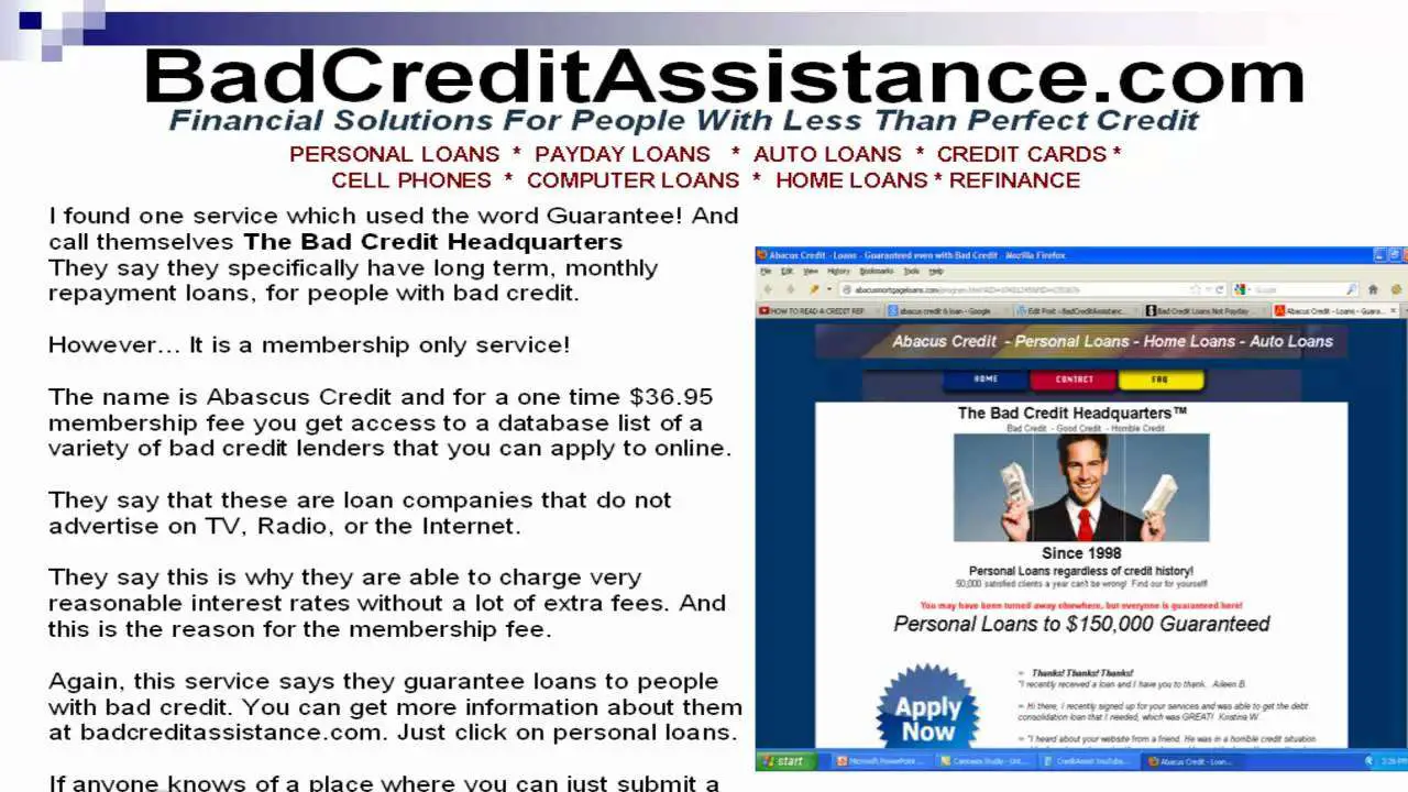 LEGITIMATE PERSONAL LOANS FOR PEOPLE WITH BAD CREDIT ...