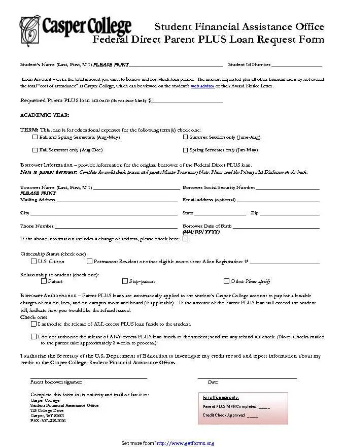 Parent Plus Loan Application Form 2