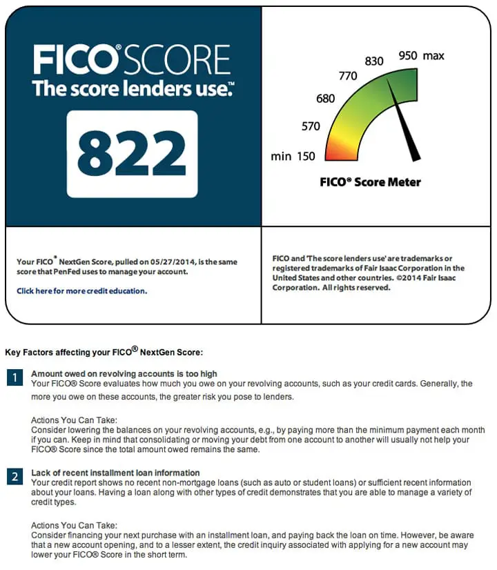 Pentagon Federal Credit Union Free FICO Credit Score (NextGen)  My ...