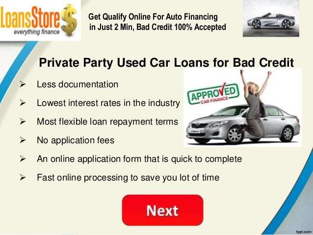 Private Party Car Loans for Bad Credit