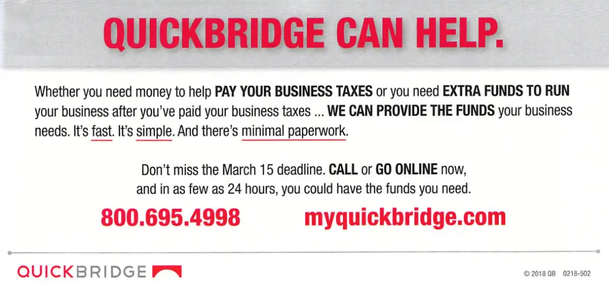 QuickBridge Scam Credit Card