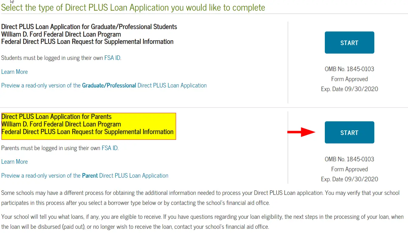Steps to Apply for a Federal Direct Parent PLUS Loan on ...