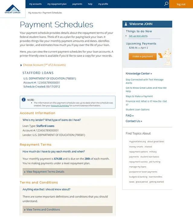 Student Loan Payment Schedule and Disclosures