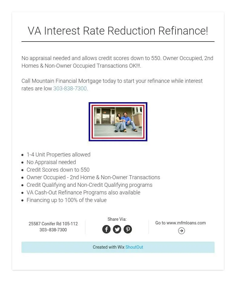 VA Interest Rate Reduction Refinance!